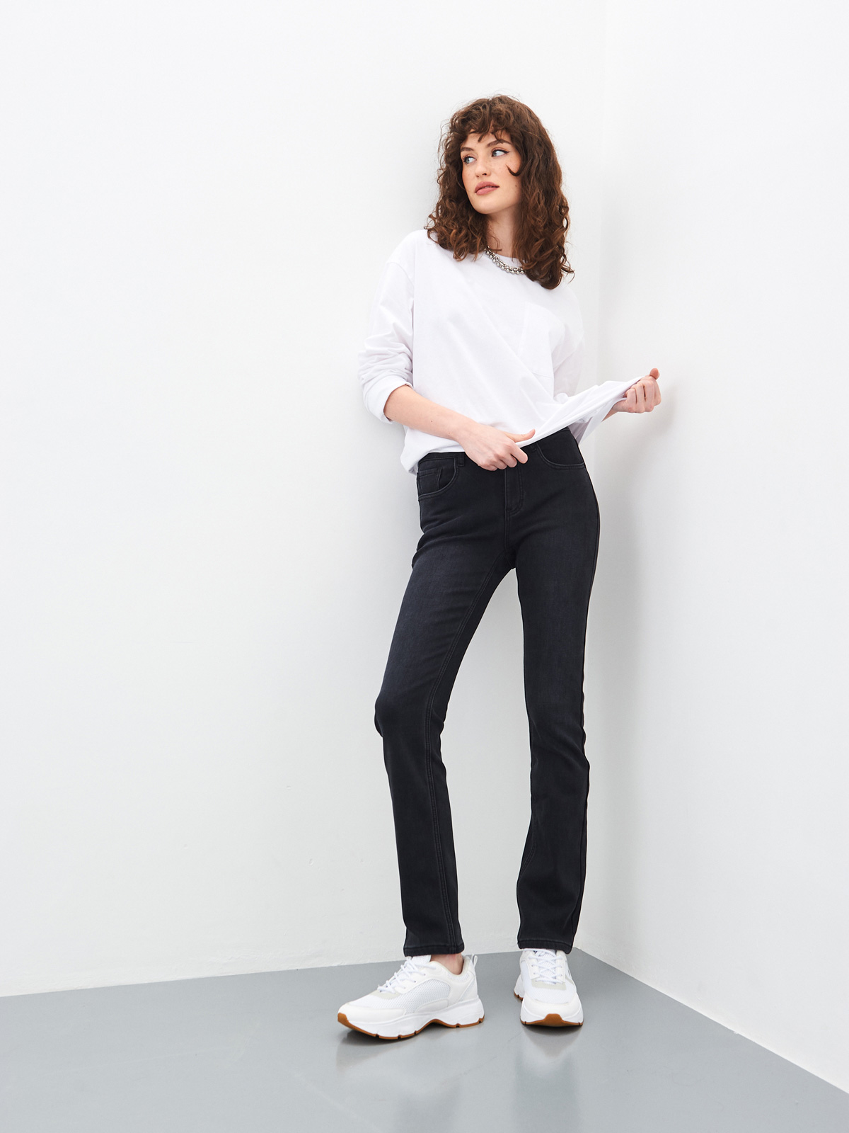 Утепленные Женские Джинсы  Прямые на Флисе