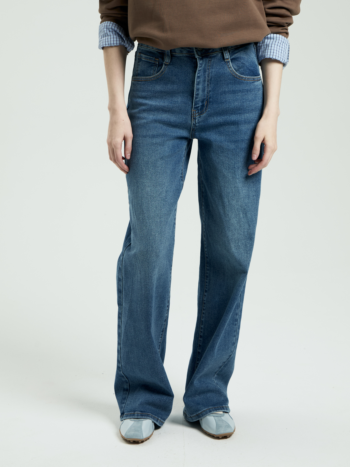 DESIMALL Женские Джинсы  ШИРОКИЕ