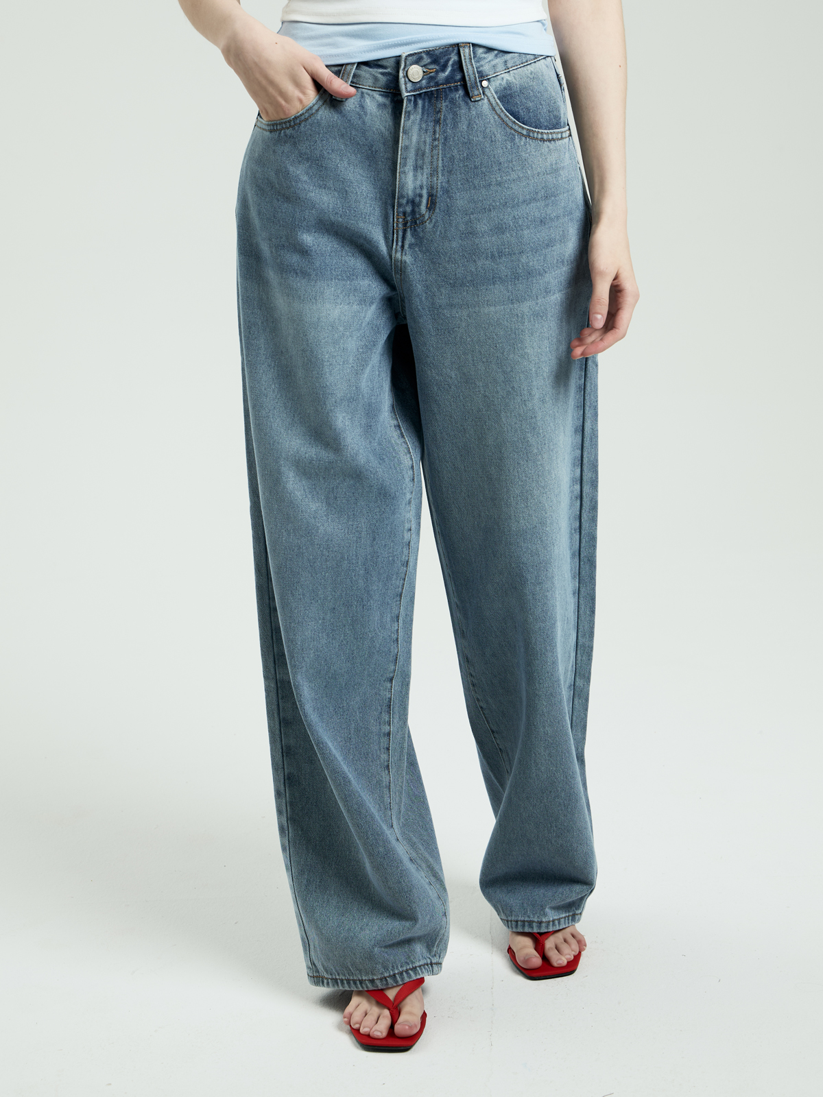 DESIMALL Женские Джинсы БЭГГИ