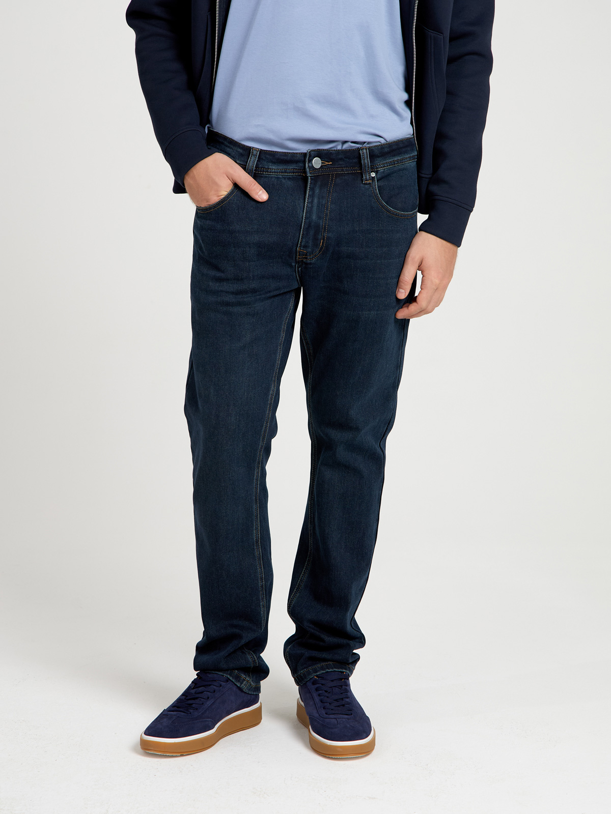 Утепленные мужские джинсы прямые кроя с начесом