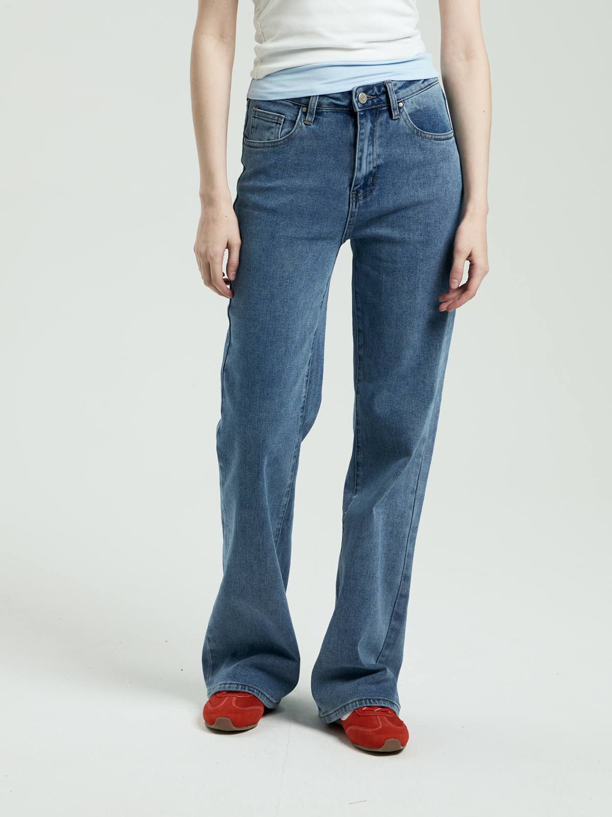 DESIMALL Женские Джинсы  ШИРОКИЕ